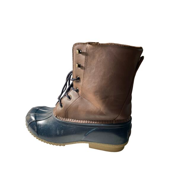 London Fog Women Size 9 Navy Brown Boots - Picture 1 of 10